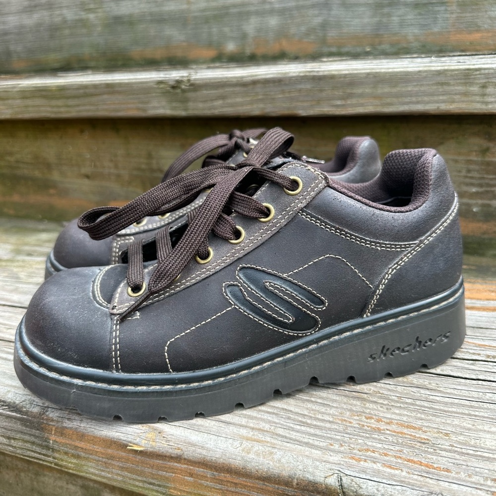 SKECHERS Women Nubuck Leather Oxford Lace Casual Walking Sneaker Shoe Sz 7 M